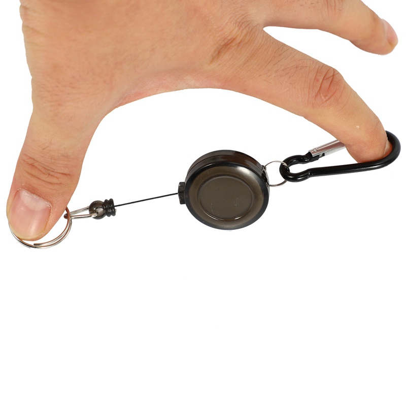 1 Móc Khóa Có Thể Thu Gọn Dùng Để Giữ Thẻ ID / Thẻ ID Màu Đen