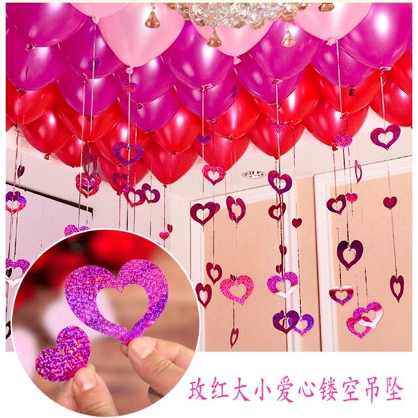 Bộ 100 thẻ dây ruy băng tua rua hình trái tim lấp lánh