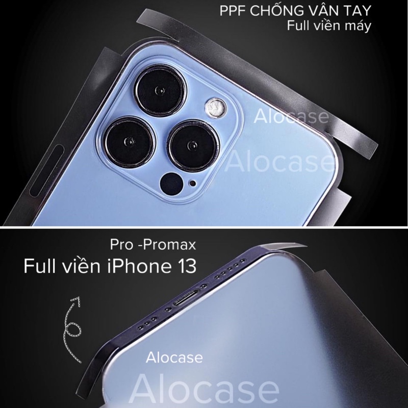 Dán PPF Nhám chống vân tay iPhone13/13Pro/13 Promax/ 12/12Pro/12 Promax/11 promax dán mặt sau full viền cao cấp