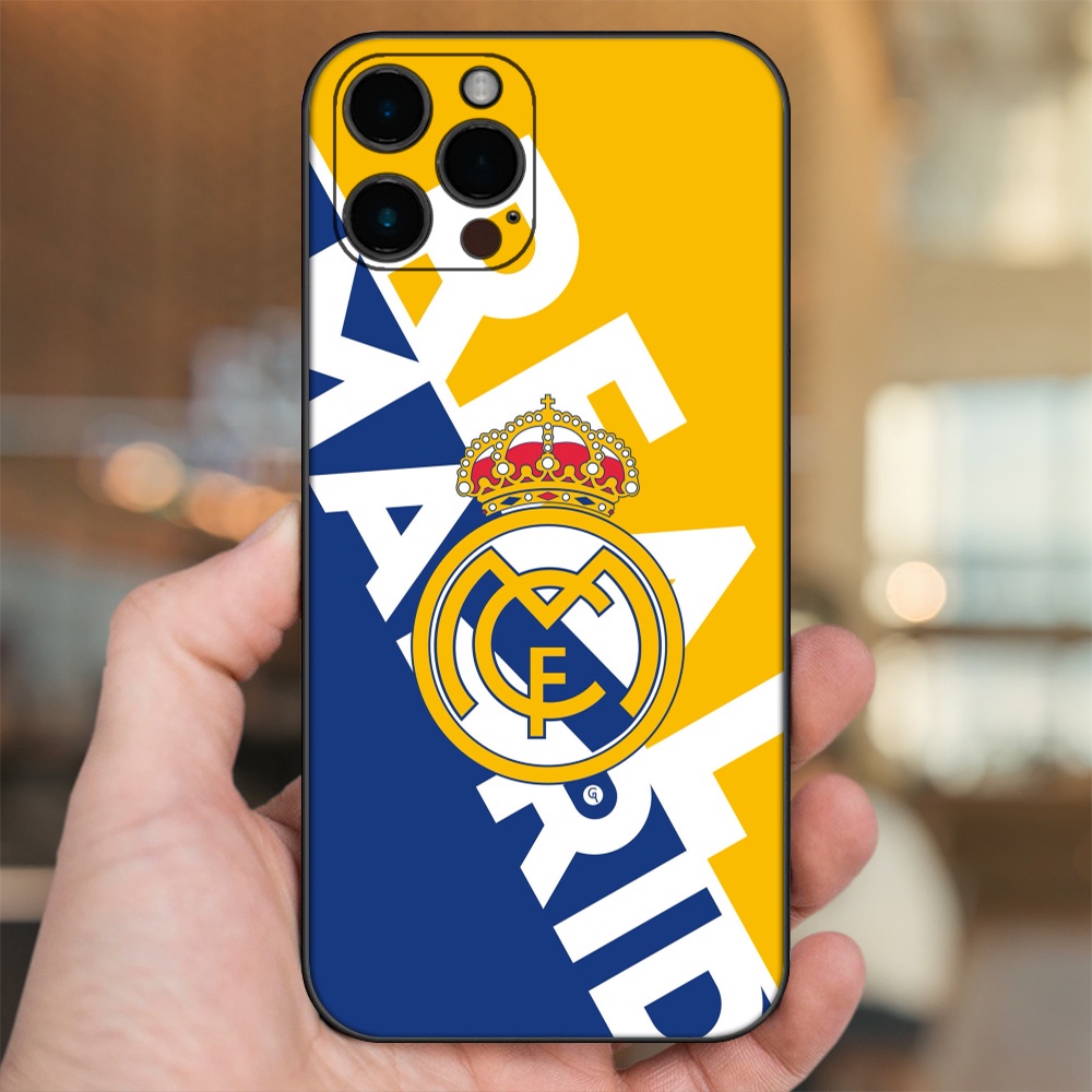 Ốp lưng iPhone 12 Pro Max dẻo đen cạnh vuông in hình Real Madrid