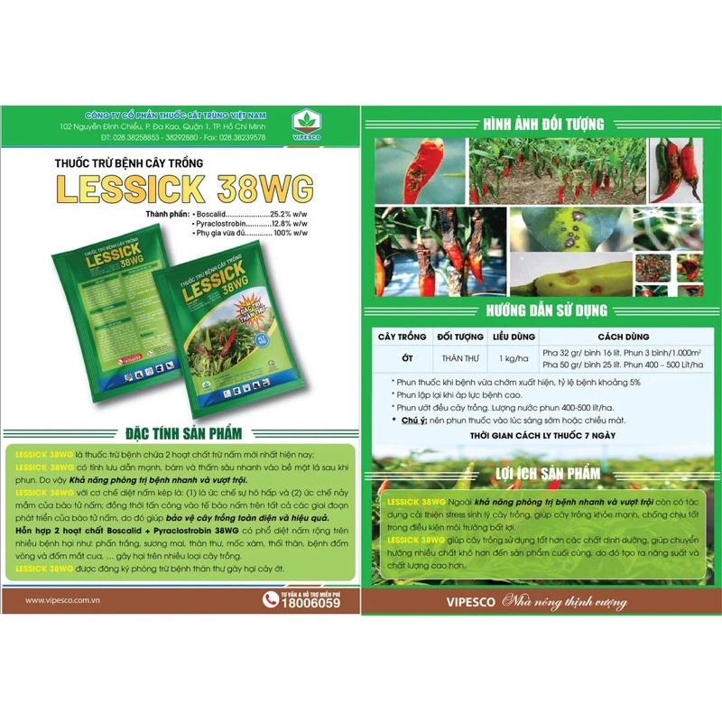 LESSICK 38WG 50gr - Chuyên thán thư, thối trái Ớt
