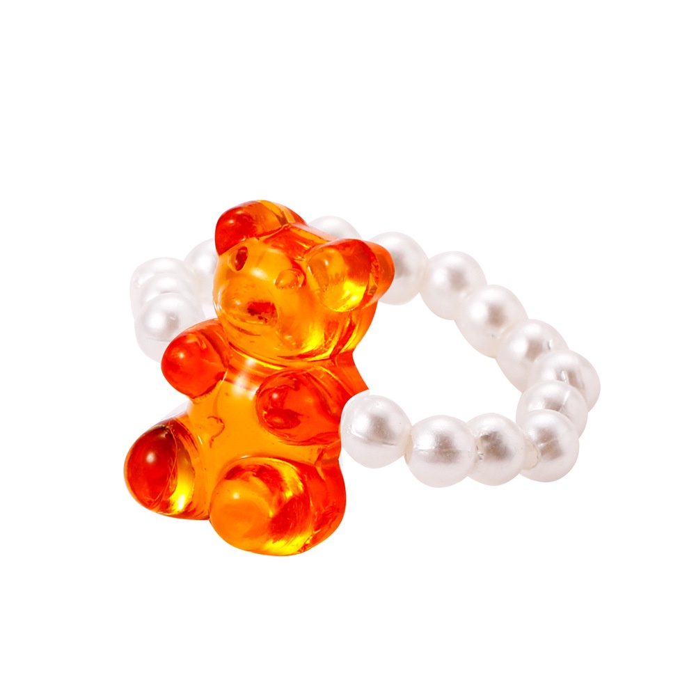 (0365) Nhẫn Nhựa Resin Gấu Màu Sắc Co Dãn Dễ Thương Trẻ Trung Hàn Quốc