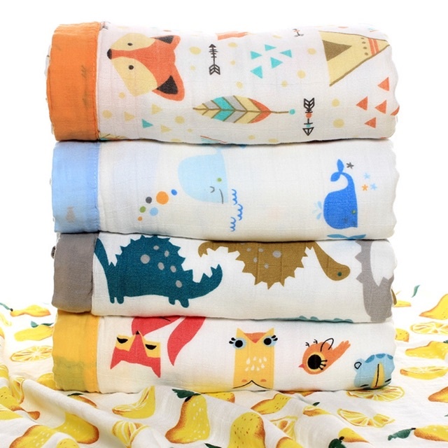 Chăn xô sợi tre 4 lớp xuất Nhật Kiluta Có Viền Cho Bé