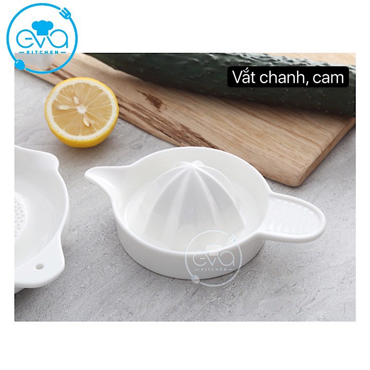 Dụng Cụ Vắt Cam Sứ Trắng Cao Cấp Tặng Kèm Muỗng Nhỏ Và Cọ Quét