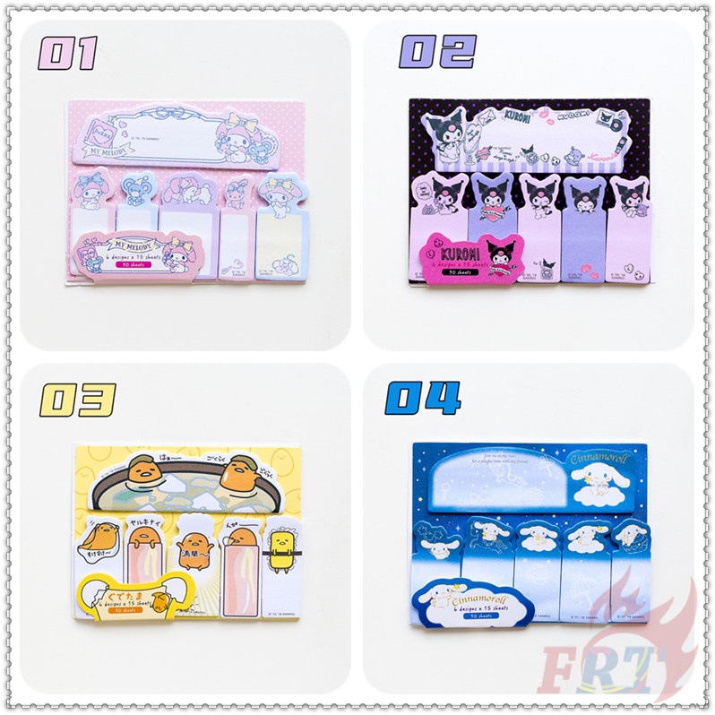 90 Tờ✿ Ghi Chú Dính Chỉ Số Sanrio Q-3 ✿ Nhãn Dán Ghi Chú Đánh Dấu Trang Sách Hình My Melody / Kuromi / Keroppi / Pochacco