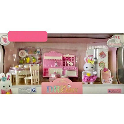 Mô hình ngôi nhà của thỏ có nhiều đồ dùng trong giúp bé vừa chơi vừa khám phá thê giới bên ngoài có tem CQ