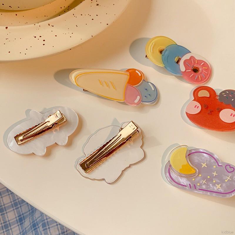 Kẹp tóc không đường may màu sắc kẹo ngọt phong cách Hàn Quốc dành cho bé gái