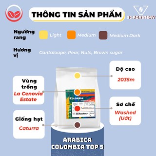 Cà phê Arabica Colombia TOP5 3C ROASTERY nguyên chất pha v60, ủ coldbrew cafe hạt giống Caturra vị đường mía sơ chế ướt