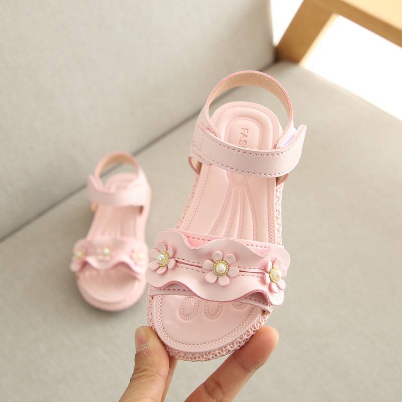 Sandal in hoa chống trượt cho bé gái