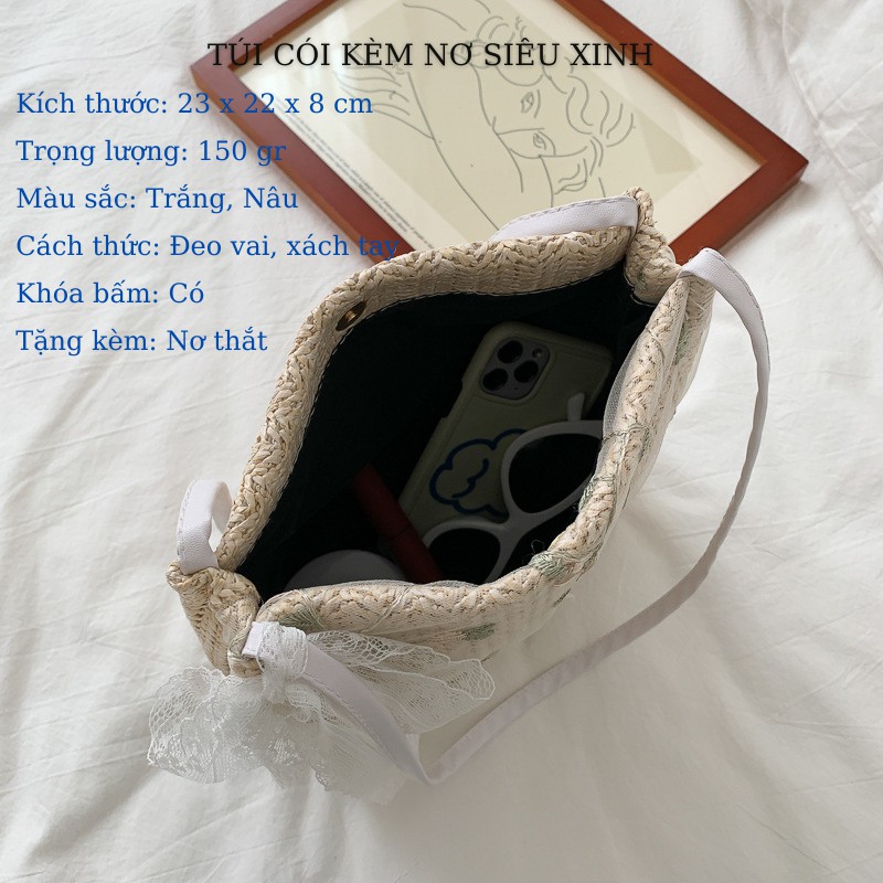 [Mã FAMAYWA2 giảm 10k đơn từ 50k] Túi cói nữ đeo vai họa tiết hoa văn siêu đẹp C429 | BigBuy360 - bigbuy360.vn