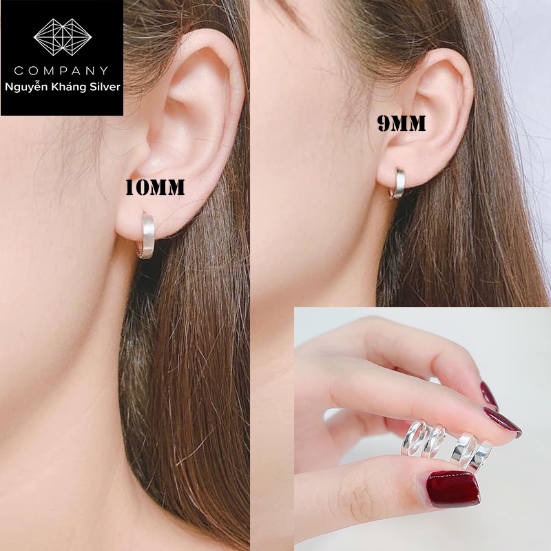 1 CHIẾC KHUYÊN TAI BẠC TRÒN TRƠN KHÔNG GẮN ĐÁ LOẠI 8MM, 9MM, 10MM, BẠC NGUYỄN KHÁNG