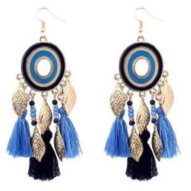 Bông tai lông vũ Hoa tai boho vintage
