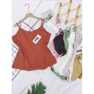 Áo dây chéo basic sơi mảnh vải lụa satin cao cấp nhiều màu