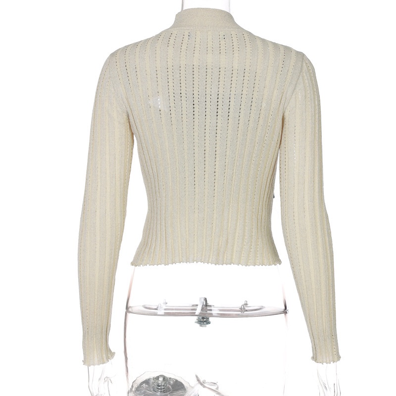 Áo Thun Đan Len Cổ Cao Có Dây Buộc Thiết Kế Mới Cho Nữ