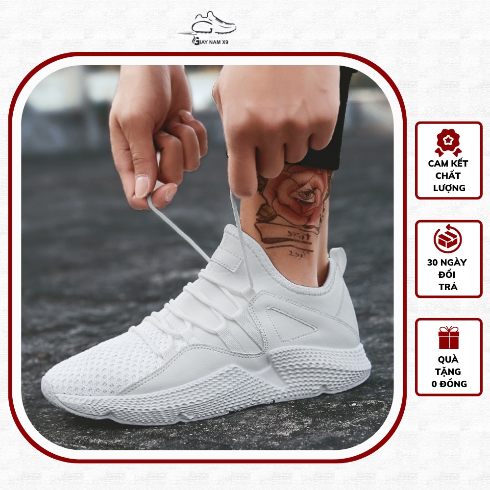 Giày thể thao sneaker nam D43, phong cách trẻ trung năng động, đế cao su non đi cực êm