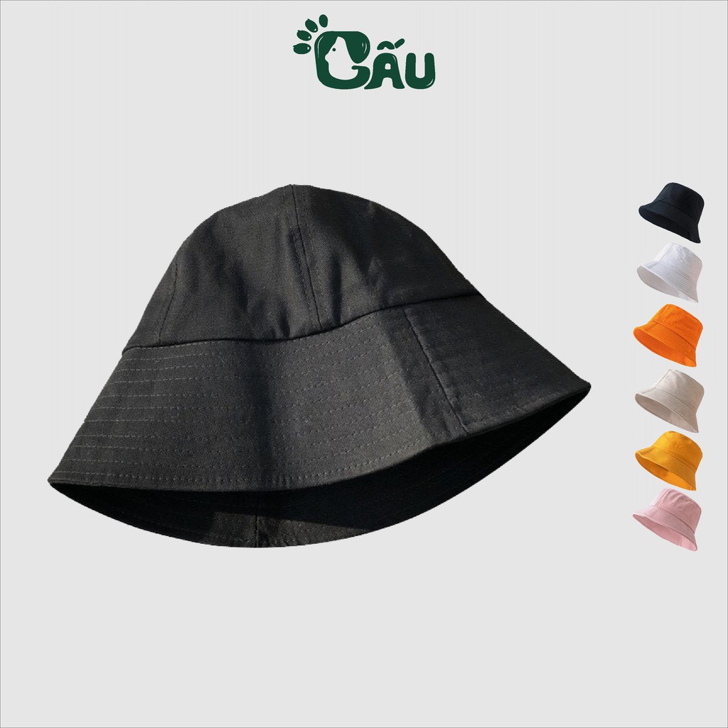 Nón bucket trơn đủ màu Gấu 194 vải kaki mềm mịn, dày dặn - Vành Tròn