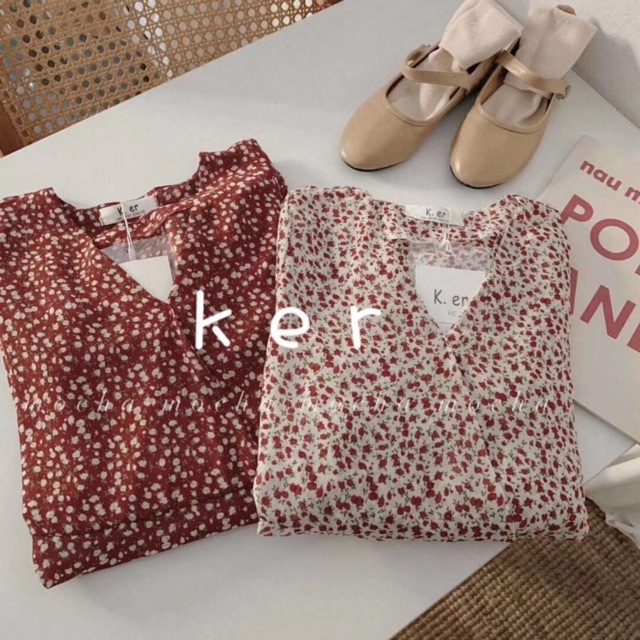 Váy hoa nhí cổ chéo Ulzzang 🌸 VKE8008 Hàng Quảng Châu | BigBuy360 - bigbuy360.vn