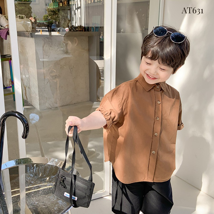 AT631 - Áo sơ mi trẻ em cổ đức phong cách hàn quốc