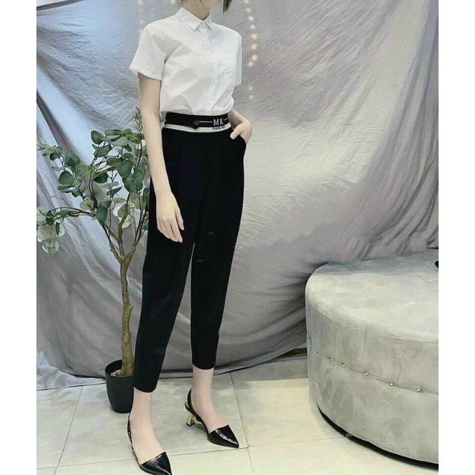 Quần baggy vải cạp chữ MK