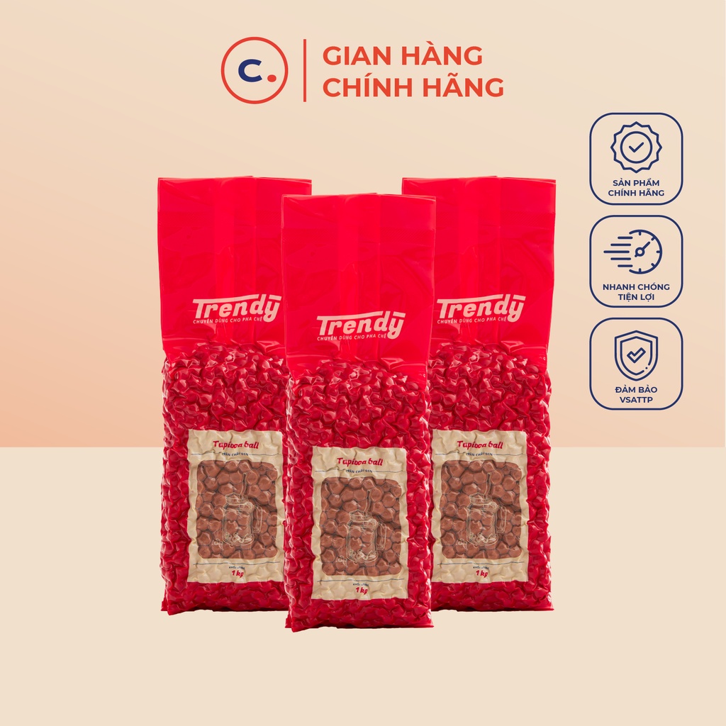 Trân Châu Đen Trendy túi 1kg - Topping pha chế đồ uống, trà sữa Việt Nam