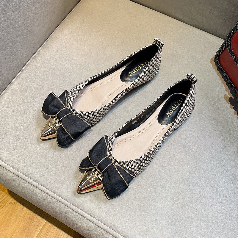 Giày Búp Bê Đế Mềm Đính Nơ Phong Cách Hàn Quốc Cho Nữ