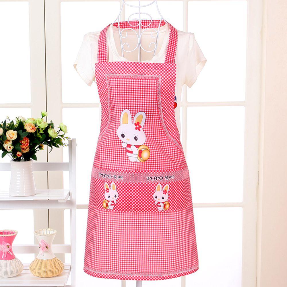 Tạp Dề Nấu Ăn Hình Thỏ Có Túi Đôi Bảo Vệ Cổ