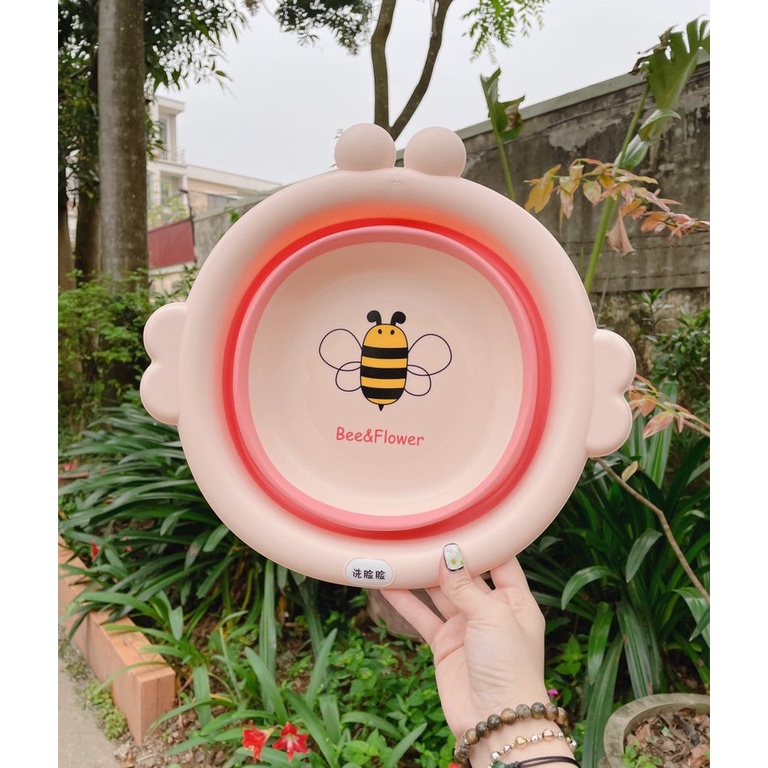 Chậu Rửa Mặt Gấp Gọn Hình Ong Cho Bé Chất Liệu Silicon Hình Thù Đáng Yêu Ngộ Nghĩnh