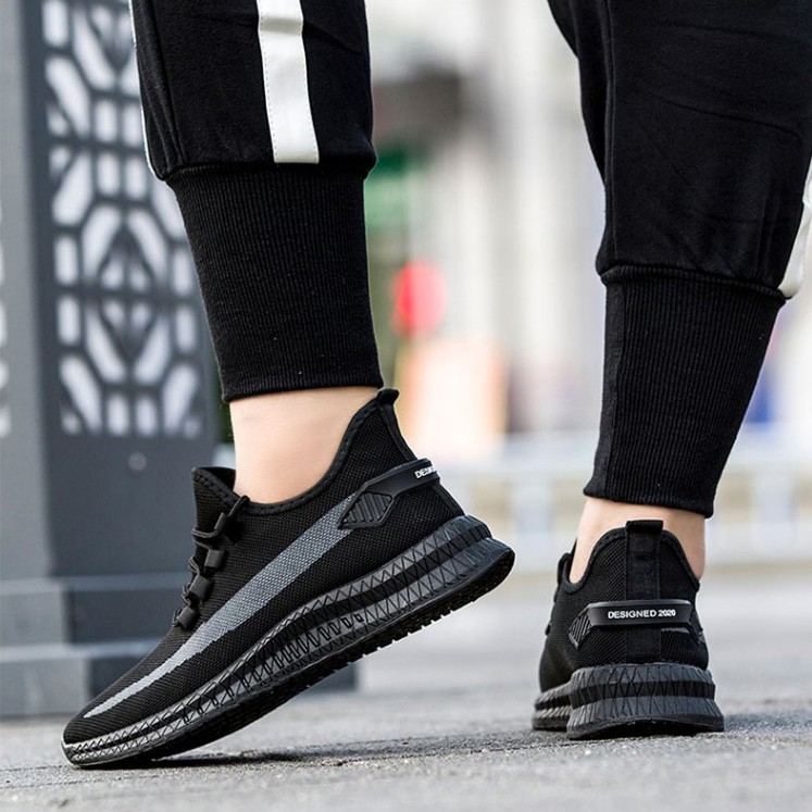 Giày Thể Thao Nam Vải Cao Cấp Êm Nhẹ May Vạch Trắng Bên Hông Designed Hàn Quốc - 3196 | BigBuy360 - bigbuy360.vn