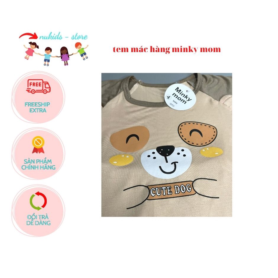 Bộ Cộc Tay Cho Bé FREE SHIP Bộ Minky Mom Cộc Tay In Hình Cún cho bé trai bé gái