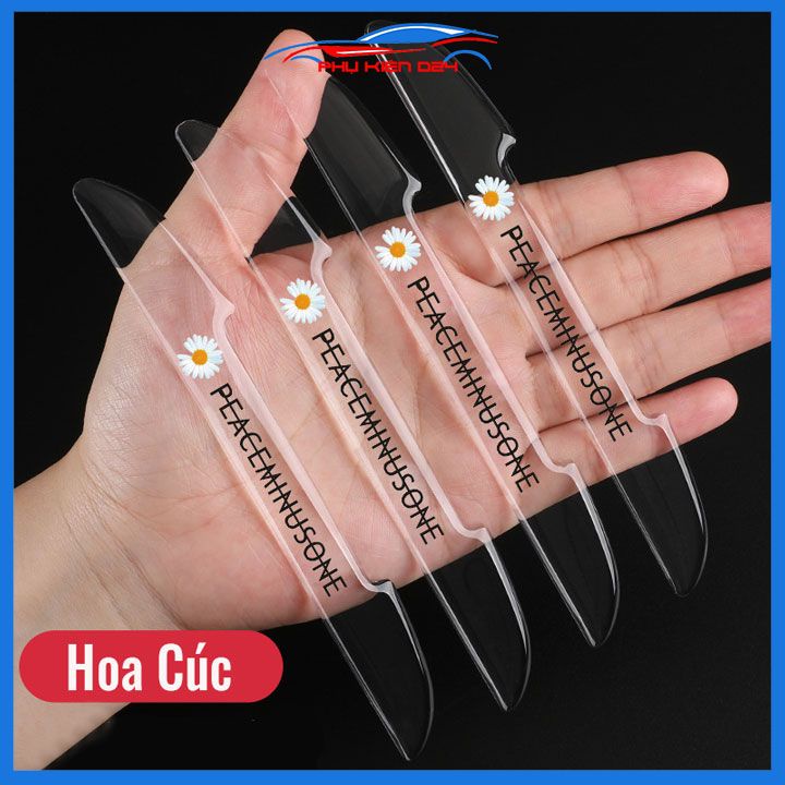 Bộ 4 miếng Silicon trong suốt dán chống xước cánh cửa tay nắm gương ô tô xe hơi