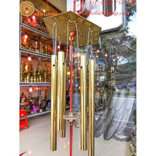 Chuông Gió Phong Thủy 5 Ống Bằng Đồng 100% Loại Đẹp 4 Cỡ-Chuông Gió 5 Ống Treo Cửa