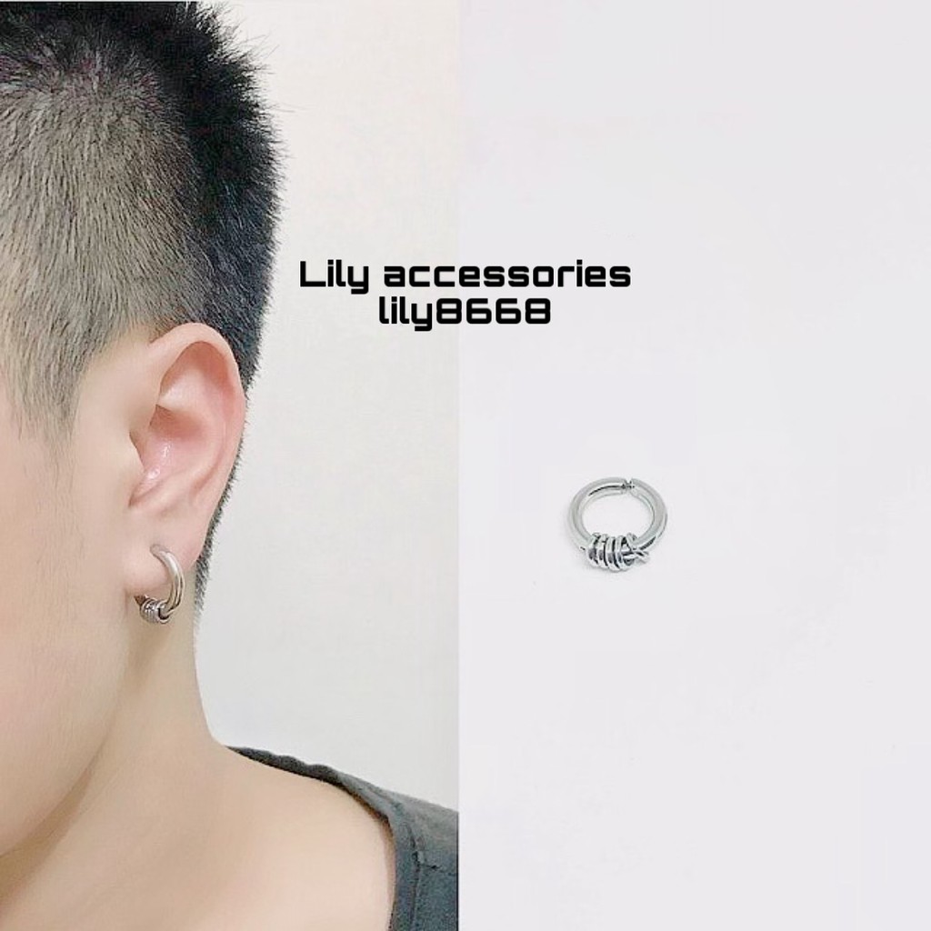 Hoop With Mini Hoop Ear Cuff kẹp tai titan tròn không cần xỏ lỗ không gỉ không đen không dị ứng nam nữ unisex