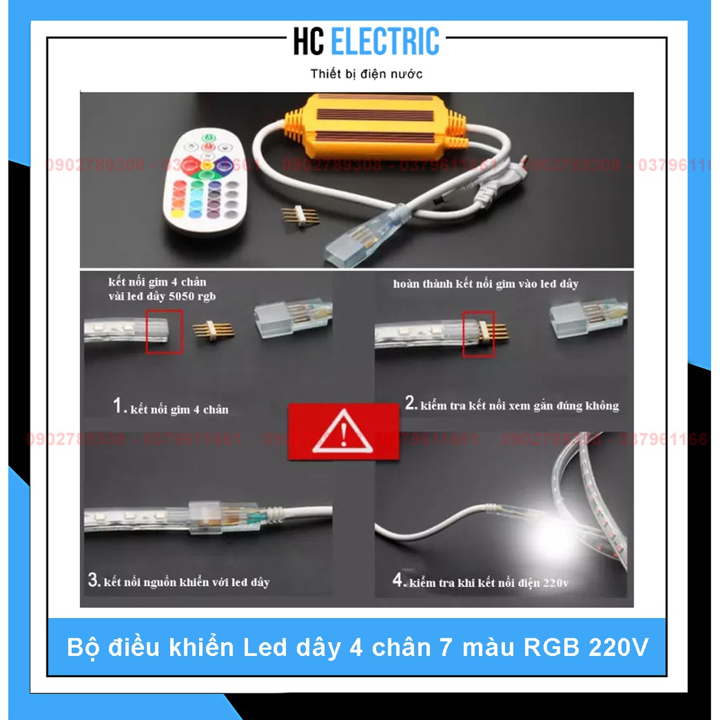 Bộ điều khiển Led dây 4 chân 7 màu RGB 220V(Chưa bao gồm Pin)