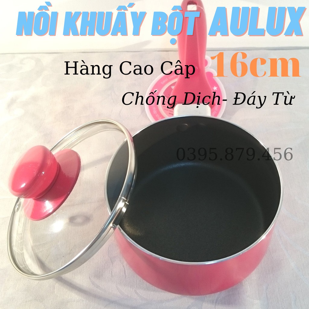 Nồi Quánh Bột, Xoong Nấu Bột Chống Dính Aulux 14cm 16cm - An Toàn, Chất Lượng Cho Bé.