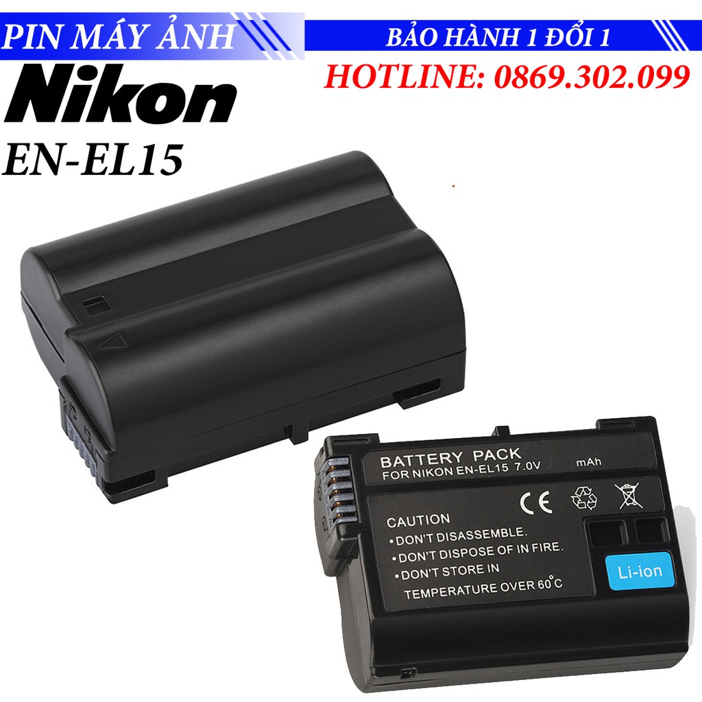 Pin Dung lượng cao cho máy ảnh DLSR Nikon EN-EL15 2800mAh cho Nikon D500 D600 D750 D800 D800E D7000 D7100 D810 D7200E