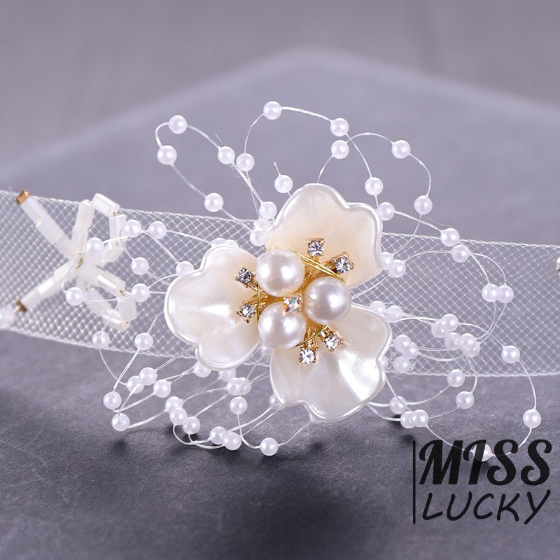 VN HANDMADE Vòng Cổ Ren Hoa Đính Ngọc Trai Sang Trọng Cho Nữ