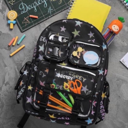 Balo Degrey Hoạ Tiết Chữ | Balo Thời Trang Unisex Chuẩn Cao Cấp ( Tặng Stickers + Giấy Thơm)