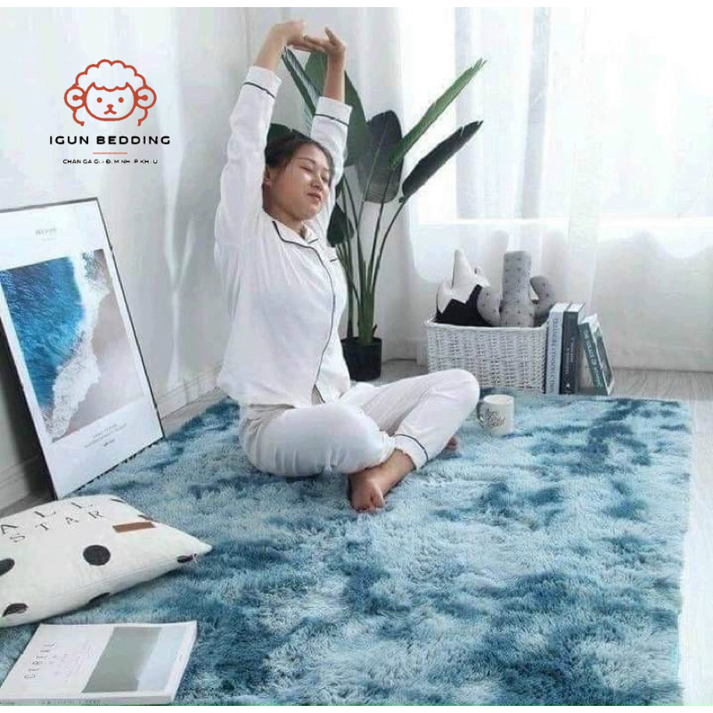 Thảm lông loang trải sàn lông dày dặn kích thước 1m6 x 2m mặt sau chồng trơn IGUN DERCOR