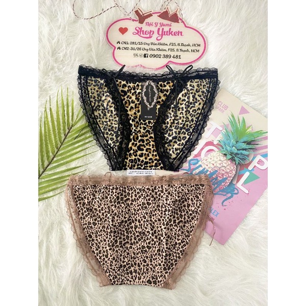 Quần Lót Nữ Thun Lạnh Họa Tiết Da Beo-Sịp Nữ Dây 2 Bên Đan Nơ Gợi Cảm