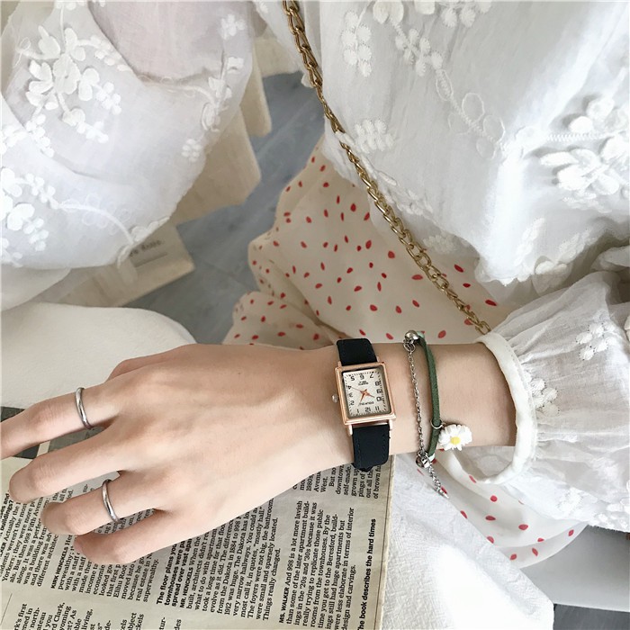 Đồng thồi trang nữ Gaiety dây da mềm êm tay, mặt chữ nhật chống trày xước tốt | BigBuy360 - bigbuy360.vn