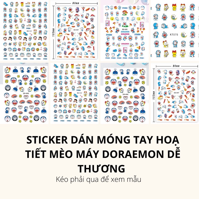 Sticker dán móng tay,hình dán móng tay hoạ tiết chú mèo máy Doraemon - Đô rê mon dễ thương trang trí móng tay nail