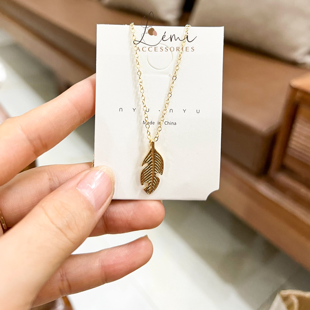 Dây chuyền nữ tạo hình chiếc lá đơn giản Lémi vòng cổ thời trang Hàn Quốc