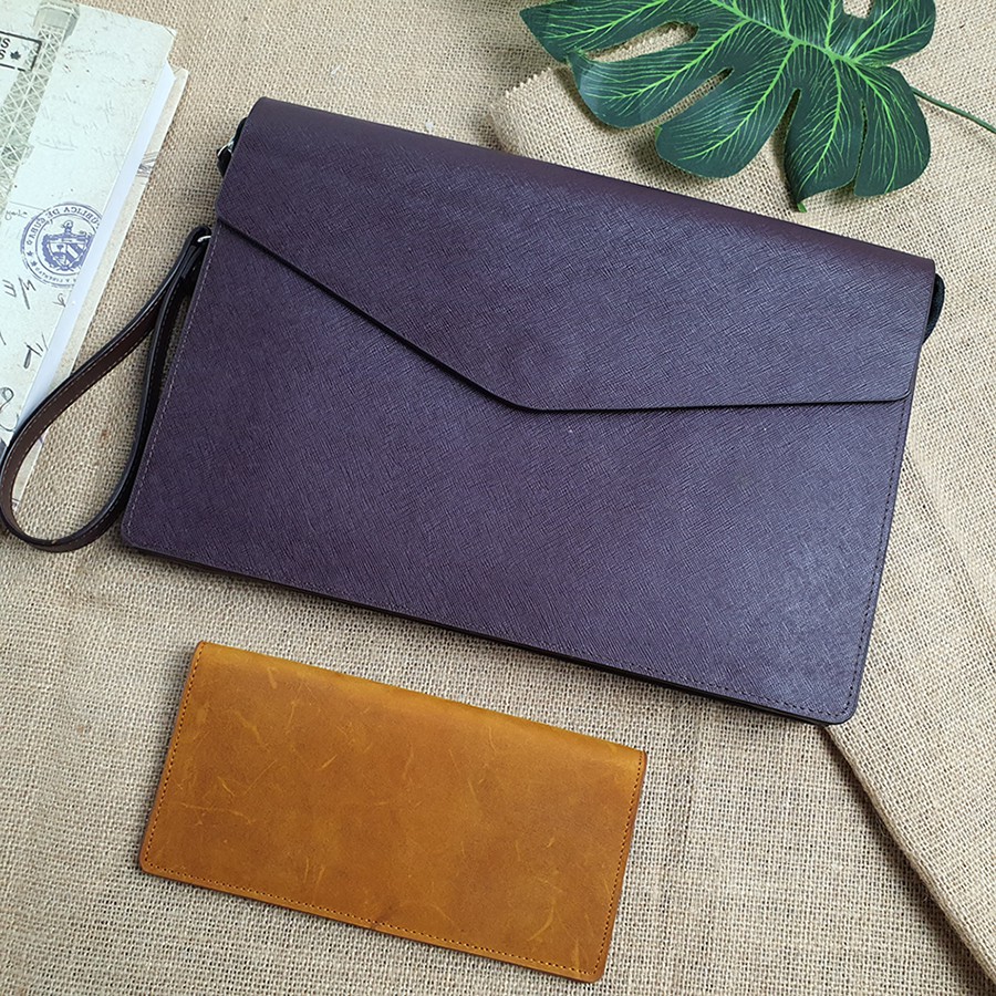 [Da Thật 100%] Ví Clutch Nam Cầm Tay Da Saffiano - Túi Công Sở Nam Cao Cấp - Bảo Hành 3 Năm | BigBuy360 - bigbuy360.vn