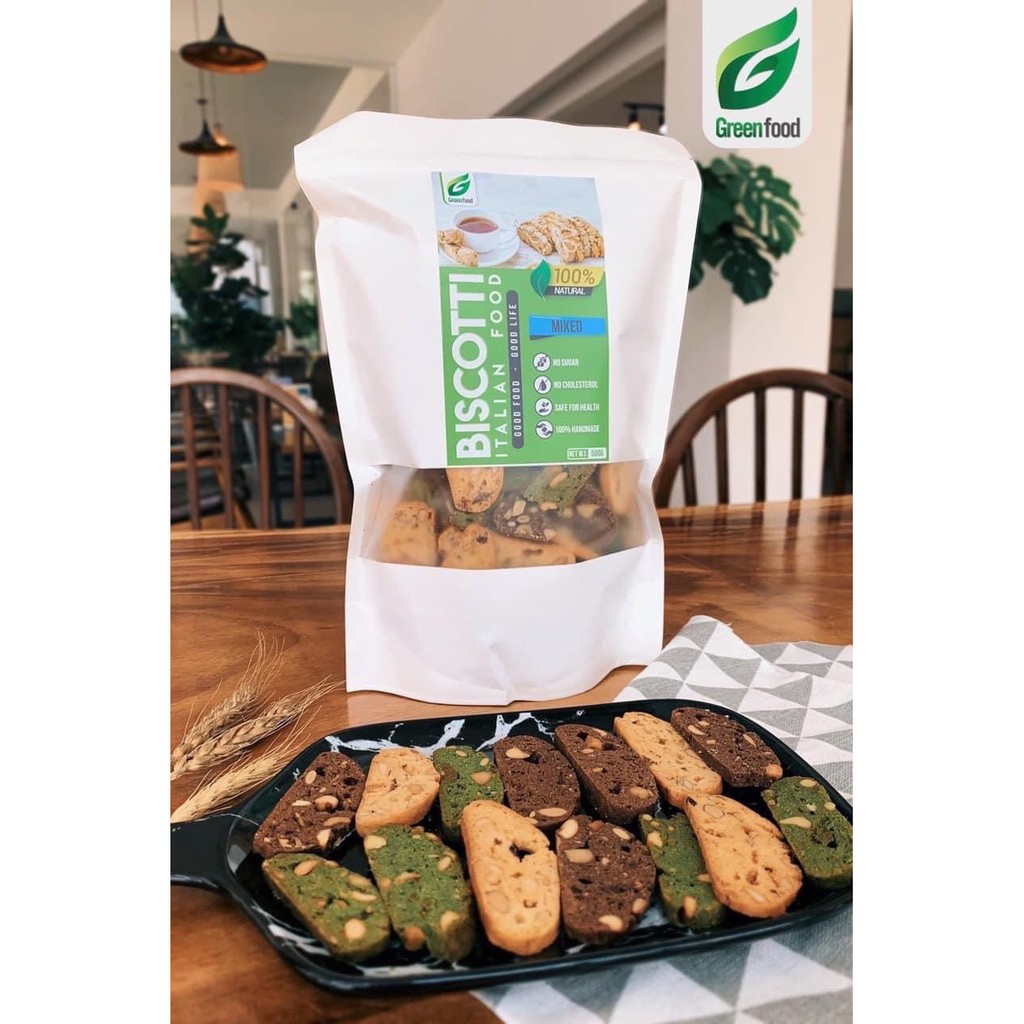 Bánh BISCOTTI GreenFood 5 vị nguyên cám KHÔNG ĐƯỜNG dành cho người ăn kiêng, giảm cân, tiểu đường