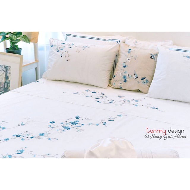 Cặp vỏ gối ngủ thêu tay Tân Mỹ Design (50x70cm hoặc 60x60cm)
