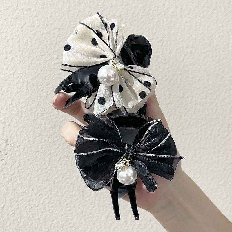 Kẹp Tóc Nơ Đính Ngọc Trai Xinh Xắn Theo Phong Cách 2022 Dành Cho Nữ