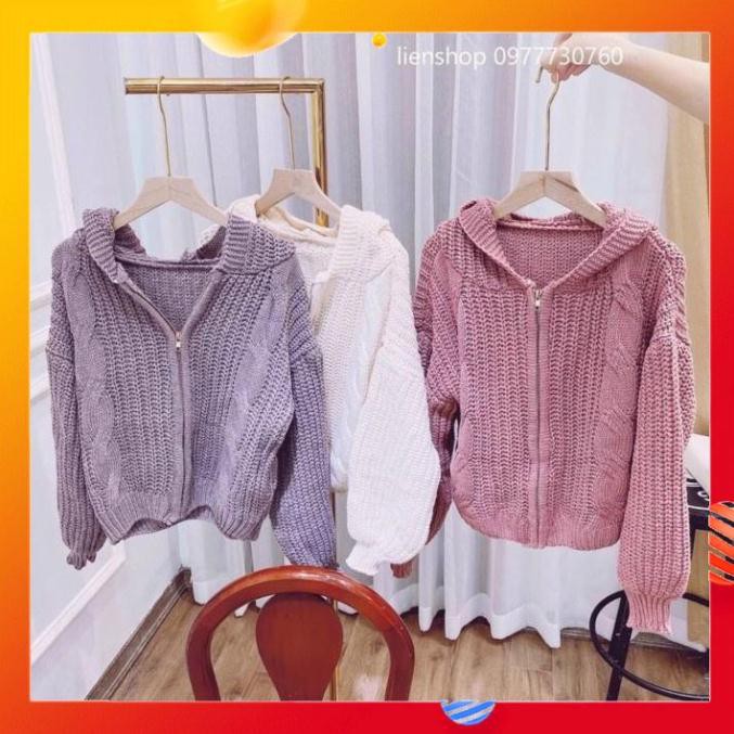 Áo Khoát Vặn Thừng, Áo Khoác Len Đan Khóa Kéo Có Nón Phong Cánh Retro Trẻ Trung Cá Tính. | BigBuy360 - bigbuy360.vn