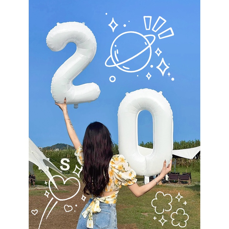Bong Bóng Kỹ Thuật Số Màu Trắng Cỡ Lớn Trang Trí Tiệc Sinh Nhật / Tiệc Tùng Cho Bé