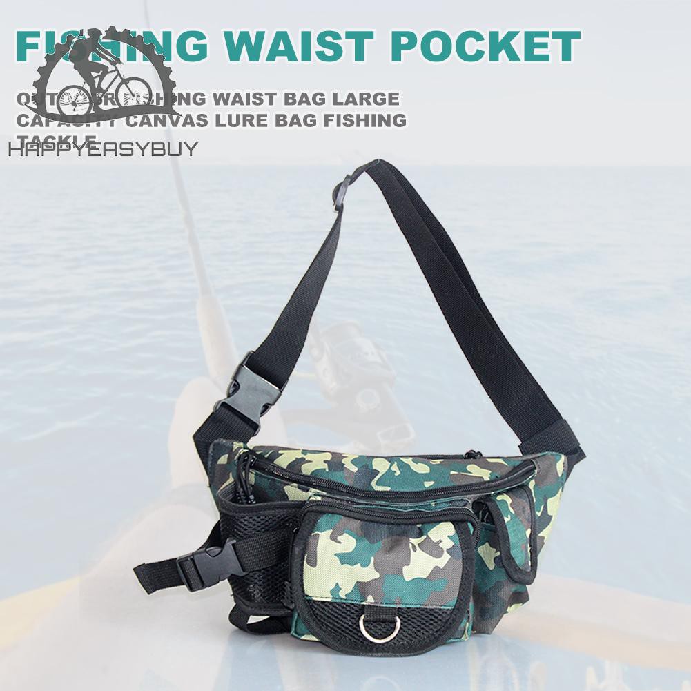 HAN❀Outdoor Fishing Waist Bag Large Capacity Canvas Lure Bag Fishing Tackle