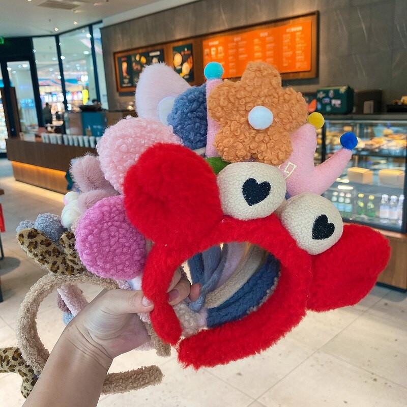 BEADIA Băng Đô Nhung Cotton Mềm Mại Giữ Ấm Hình Đôi Mắt To Thời Trang Thu Đông Cho Nữ